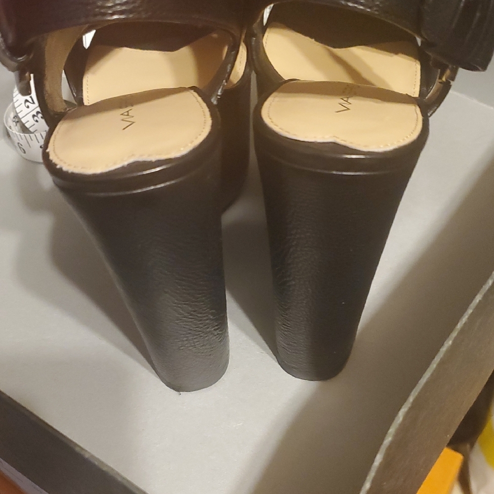 Via Spiga Black Wedge Sandals Strap Leather - Picture 7 of 11